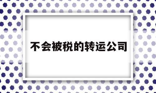 不会被税的转运公司